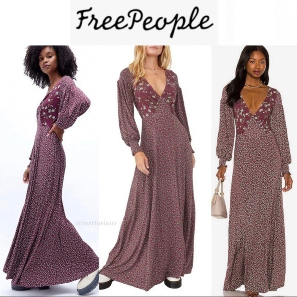 Free People love story maxi dress in winter mixed floral SXS 198$